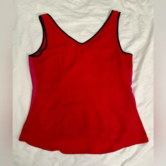 Vintage 90s Y2K Caché Colorblock Tank Top Red Pink Black Piping Women’s Size L - Picture 9 of 11